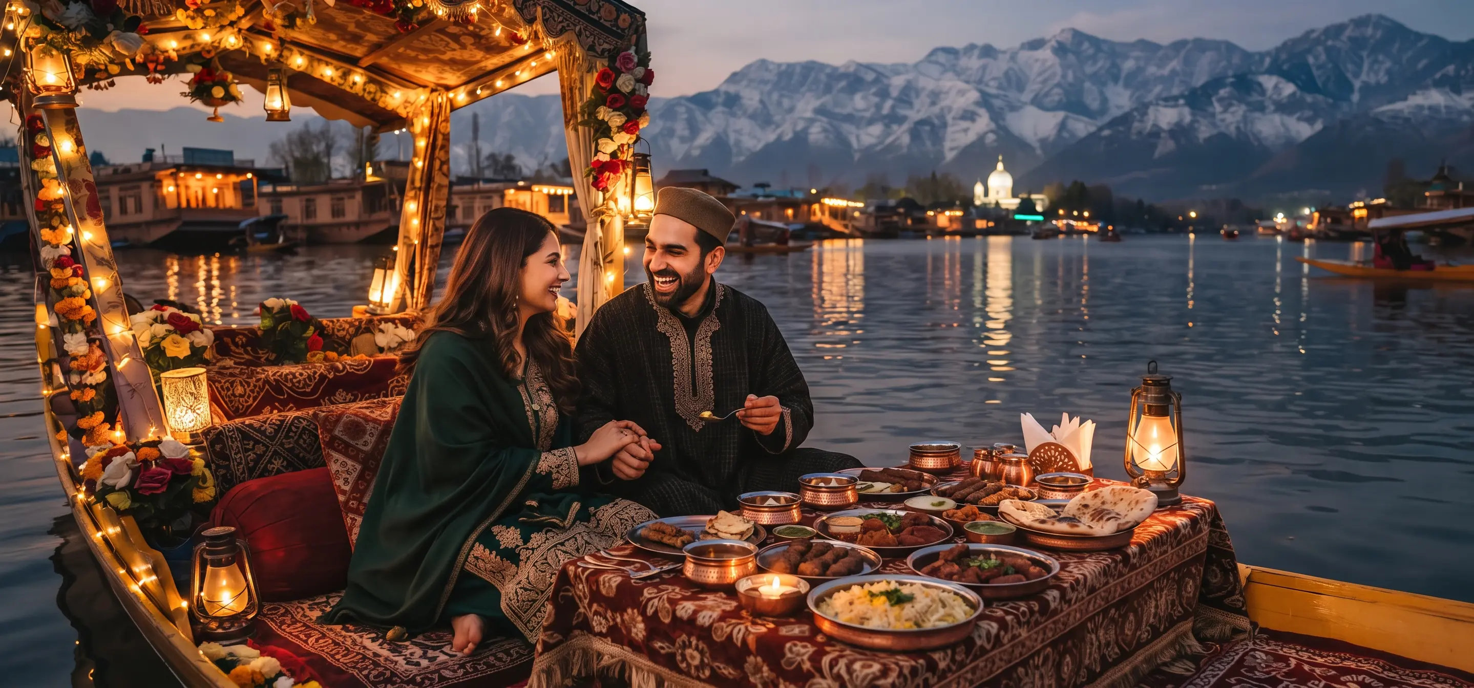 Luxury Honeymoon Kashmir Tour Package - couple houseboat stay on Dal Lake